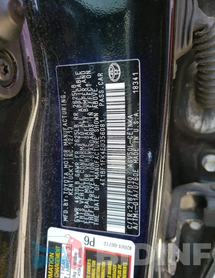 4T1BF1FK4EU356081 Photo# 12