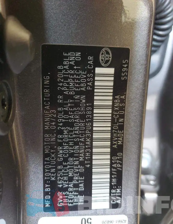 4T1H31AK3PU613891 Photo# 12