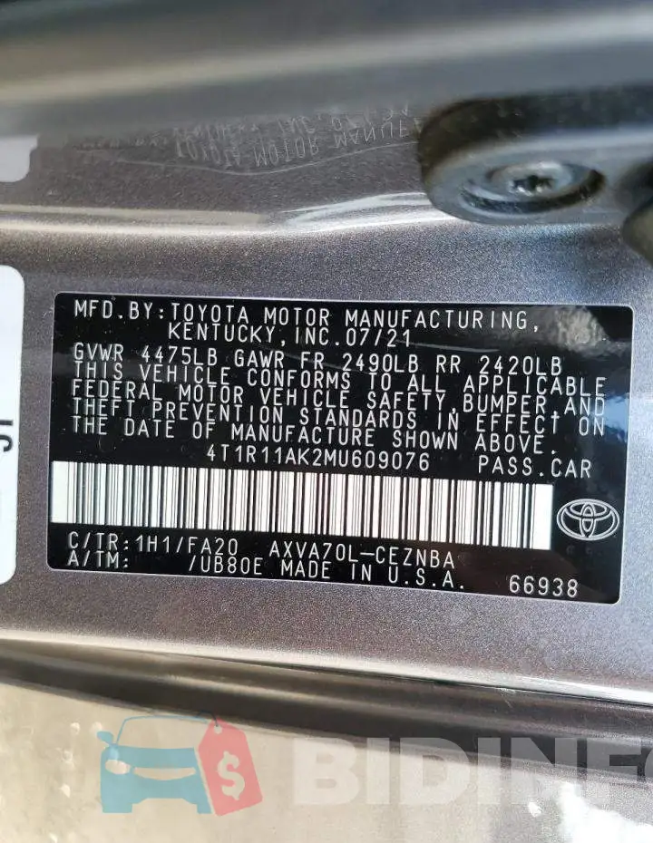 4T1R11AK2MU609076 Photo# 12
