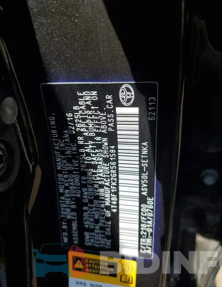 4T4BF1FK2GR561584 Photo# 12