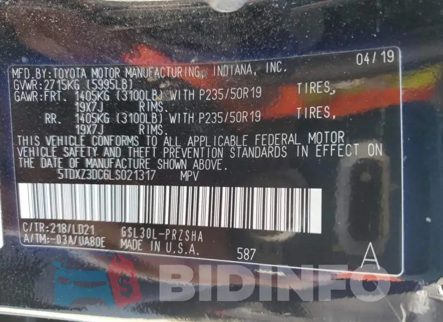 5TDXZ3DC6LS021317 Photo# 13