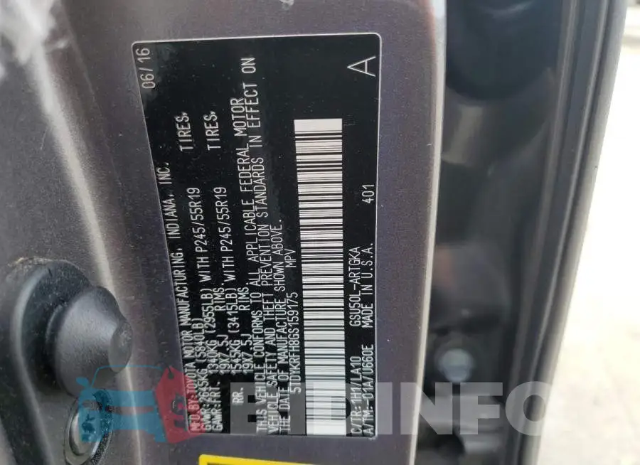 5TDYKRFH8GS159175 Photo# 13
