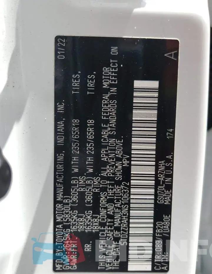 5TDZZRAH3NS106372 Photo# 13