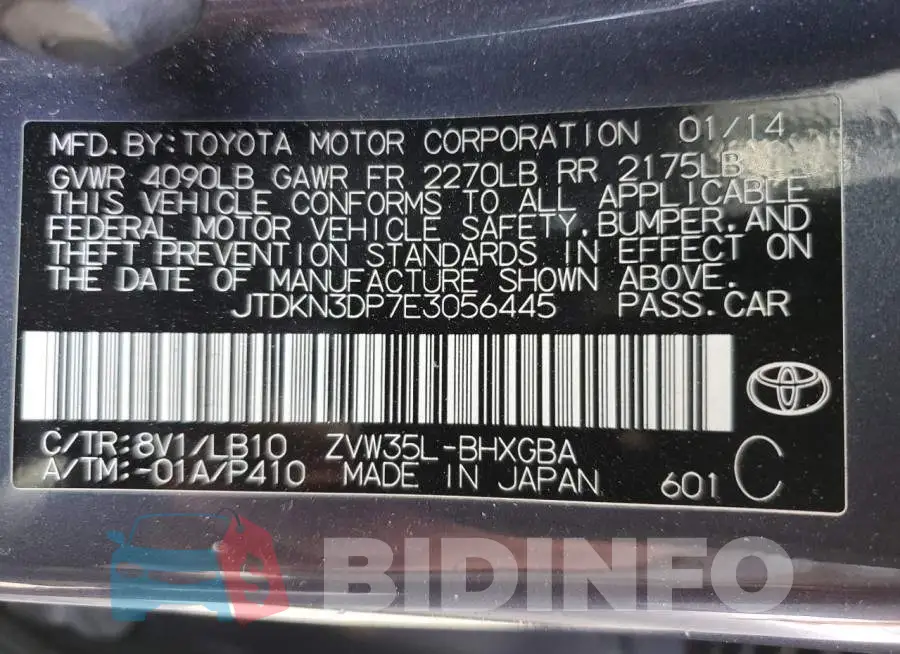 JTDKN3DP7E3056445 Photo# 12