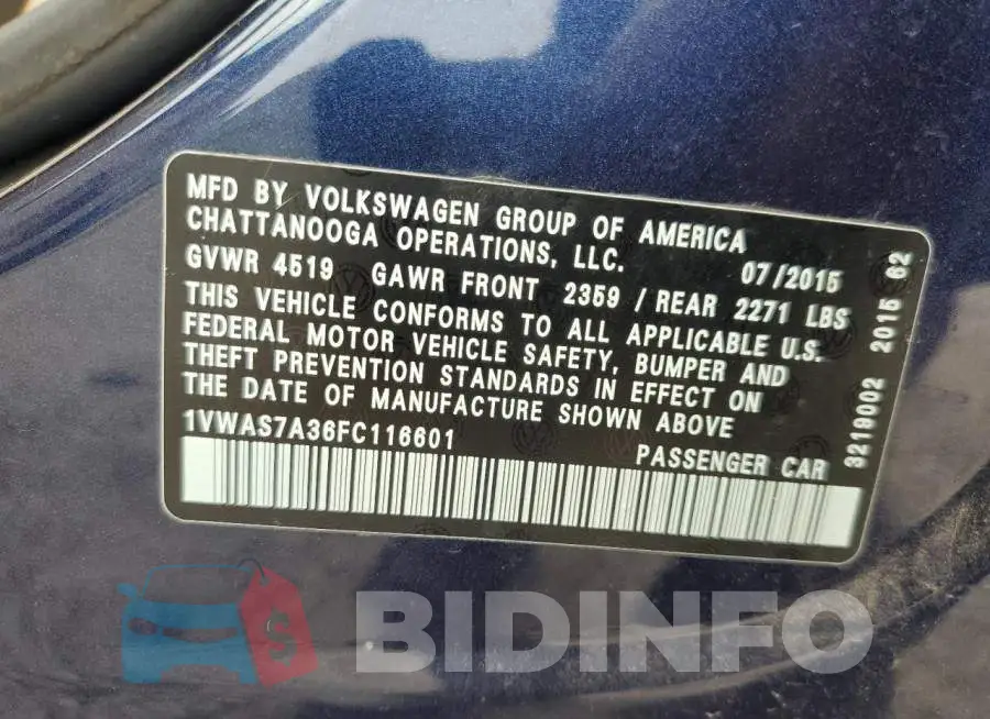 1VWAS7A36FC116601 Photo# 12