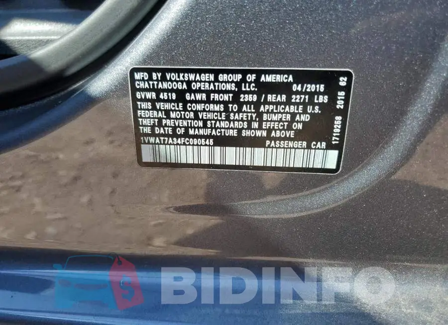 1VWAT7A34FC090545 Photo# 12