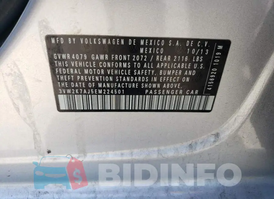 3VW2K7AJ5EM224501 Photo# 12