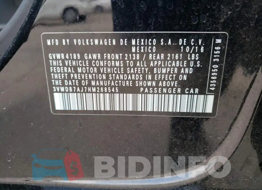 3VWDB7AJ7HM268545 Photo# 12