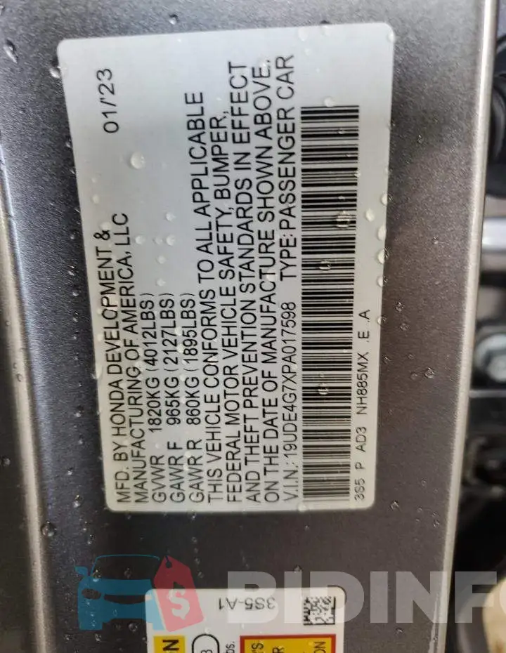 19UDE4G7XPA017598 Photo# 12
