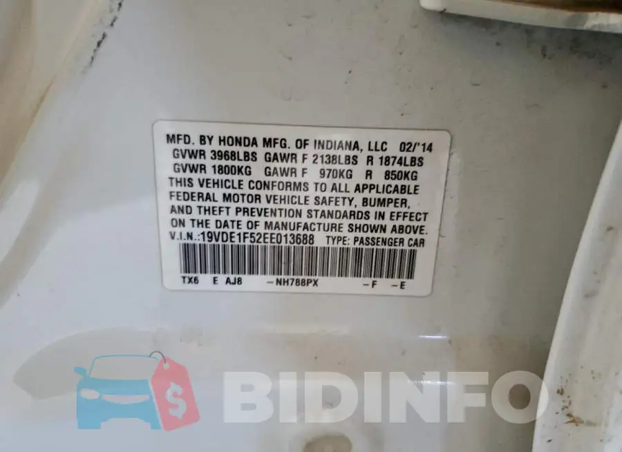 19VDE1F52EE013688 Photo# 13