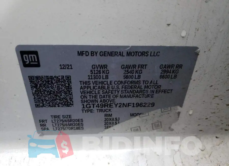 1GT49REY2NF196229 Photo# 12