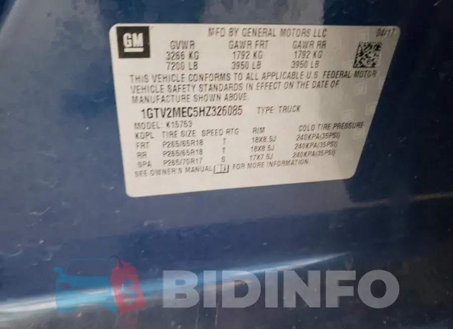 1GTV2MEC5HZ326085 Photo# 13