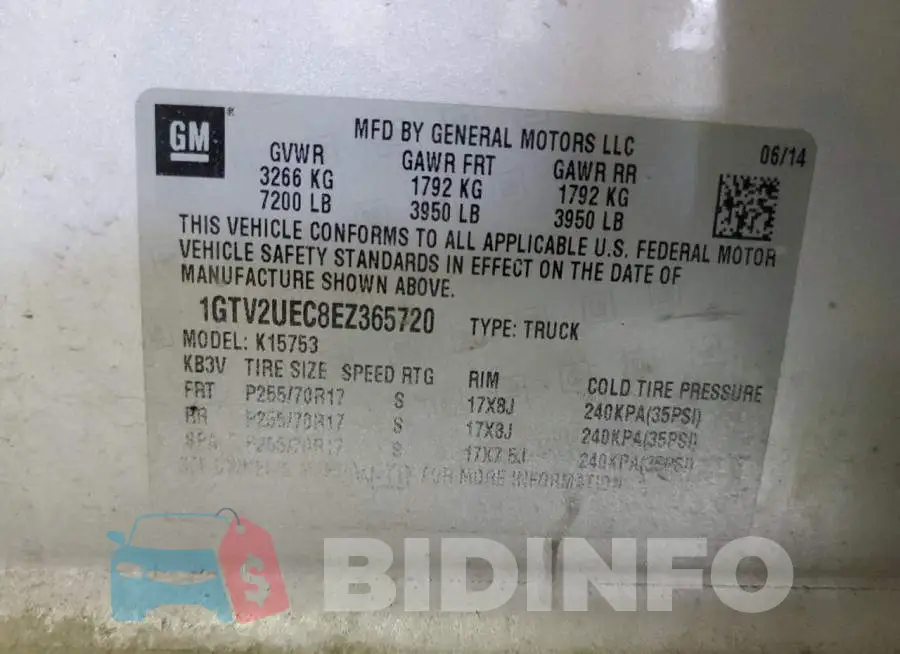 1GTV2UEC8EZ365720 Photo# 12