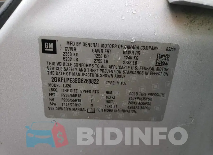 2GKFLPE35G6268822 Photo# 10