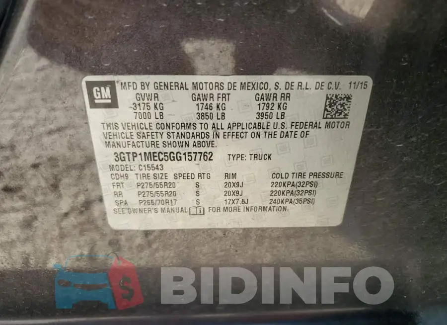 3GTP1MEC5GG157762 Photo# 12