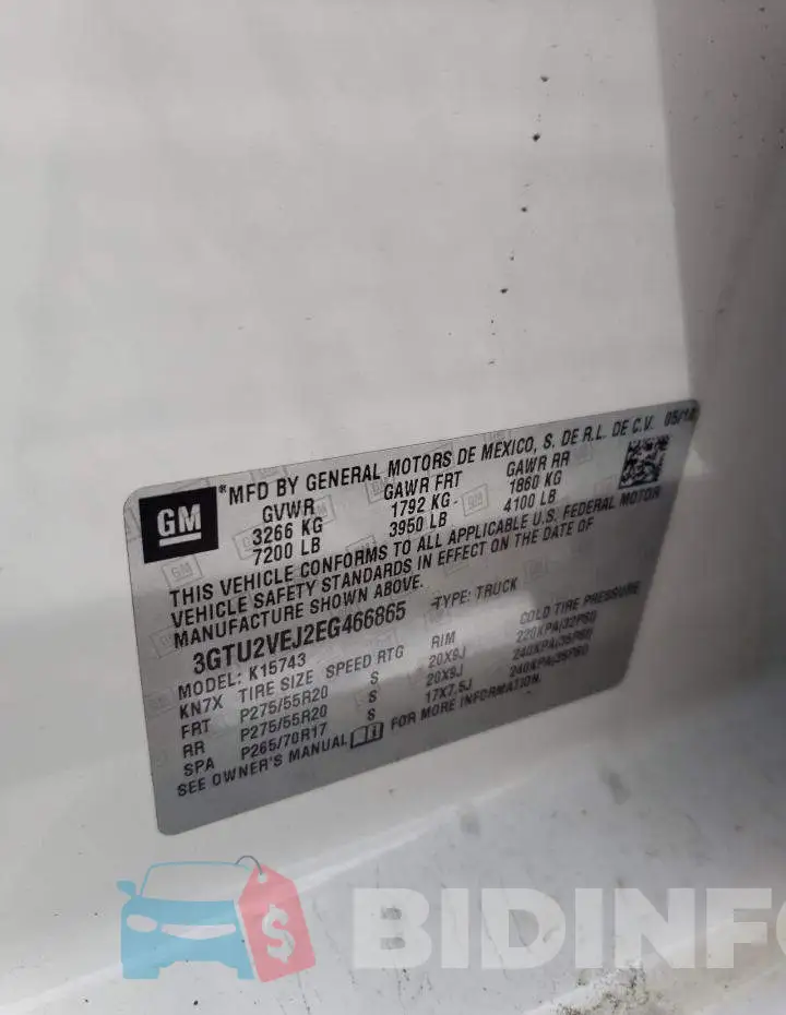 3GTU2VEJ2EG466865 Photo# 12