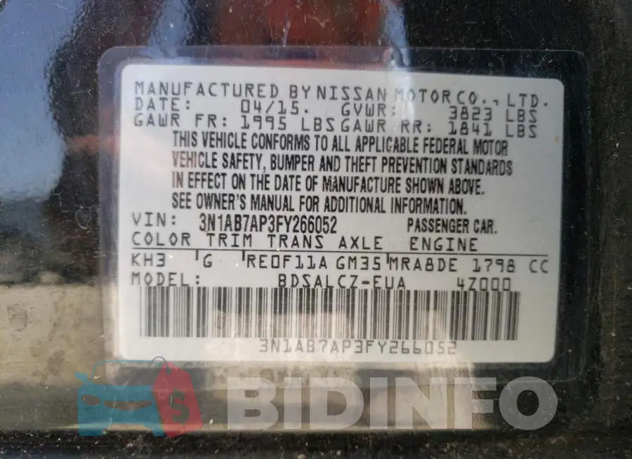 3N1AB7AP3FY266052 Photo# 12