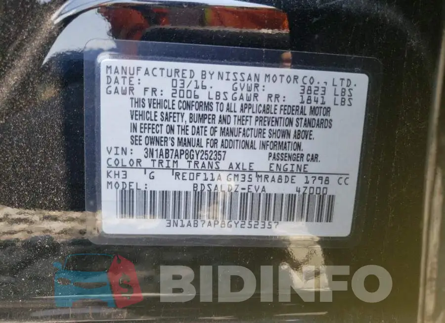 3N1AB7AP8GY252357 Photo# 12