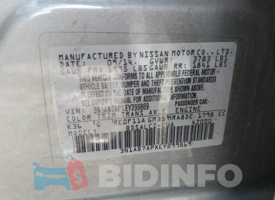 3N1AB7APXEY299869 Photo# 13
