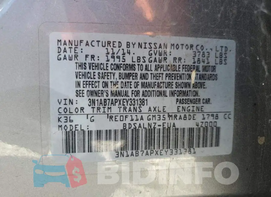 3N1AB7APXEY331381 Photo# 12