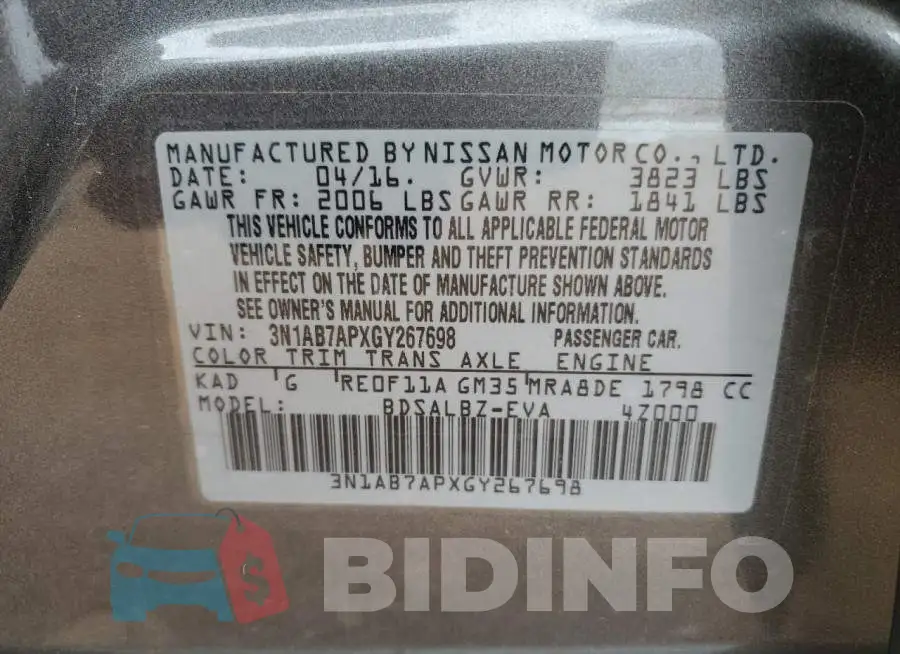 3N1AB7APXGY267698 Photo# 12