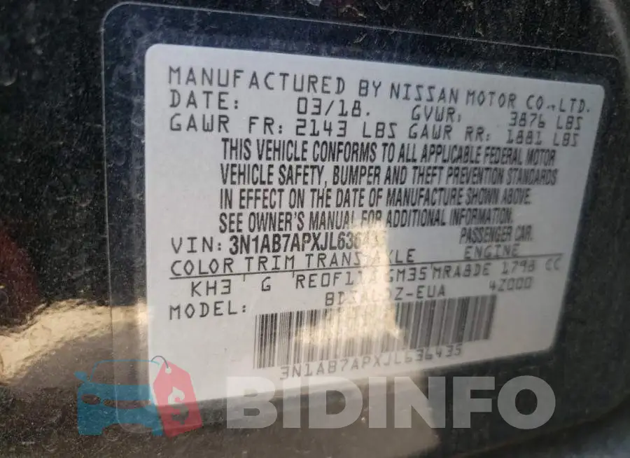 3N1AB7APXJL636435 Photo# 13