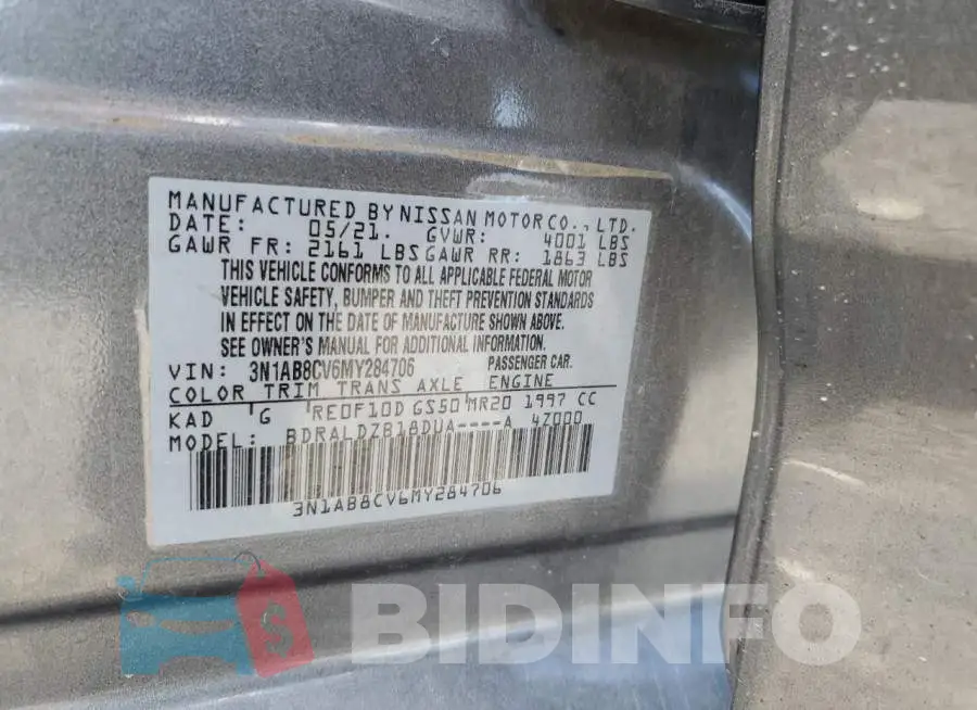3N1AB8CV6MY284706 Photo# 13