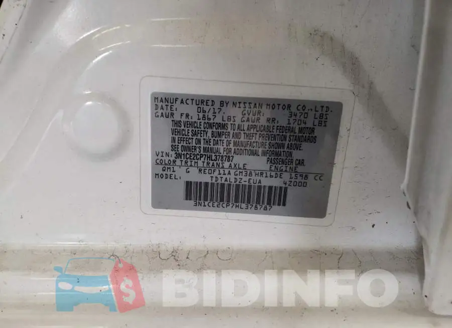 3N1CE2CP7HL378787 Photo# 12