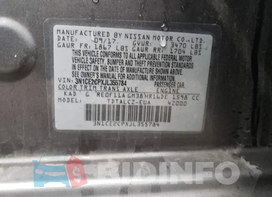 3N1CE2CPXJL355784 Photo# 12