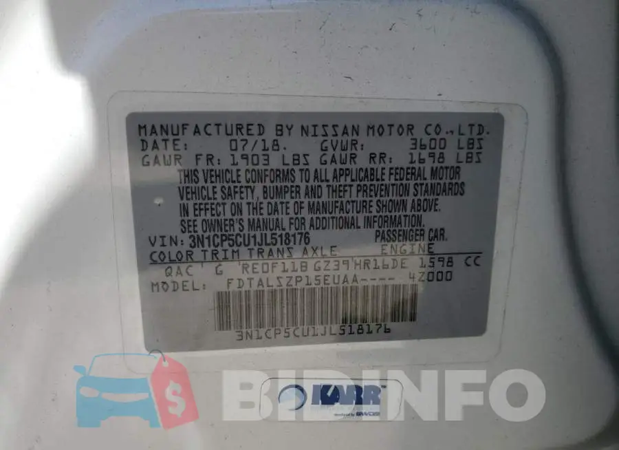 3N1CP5CU1JL518176 Photo# 12