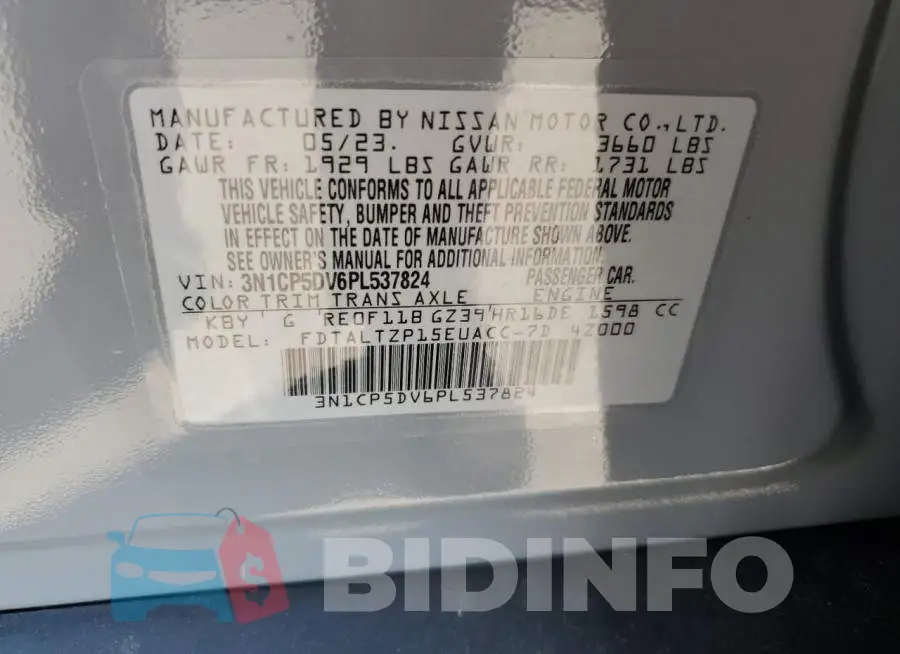 3N1CP5DV6PL537824 Photo# 13