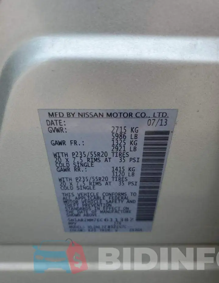 5N1AR2MM7EC611387 Photo# 13