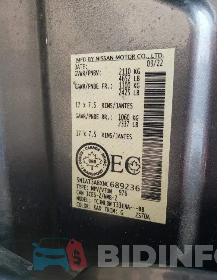 5N1AT3ABXNC689236 Photo# 13