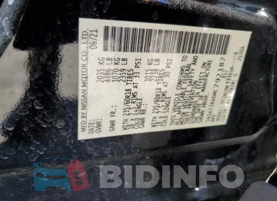 5N1AT3BA6MC792187 Photo# 13