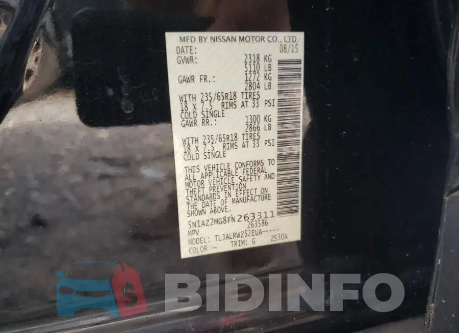5N1AZ2MG8FN263311 Photo# 12