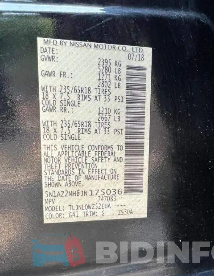 5N1AZ2MH8JN175036 Photo# 10