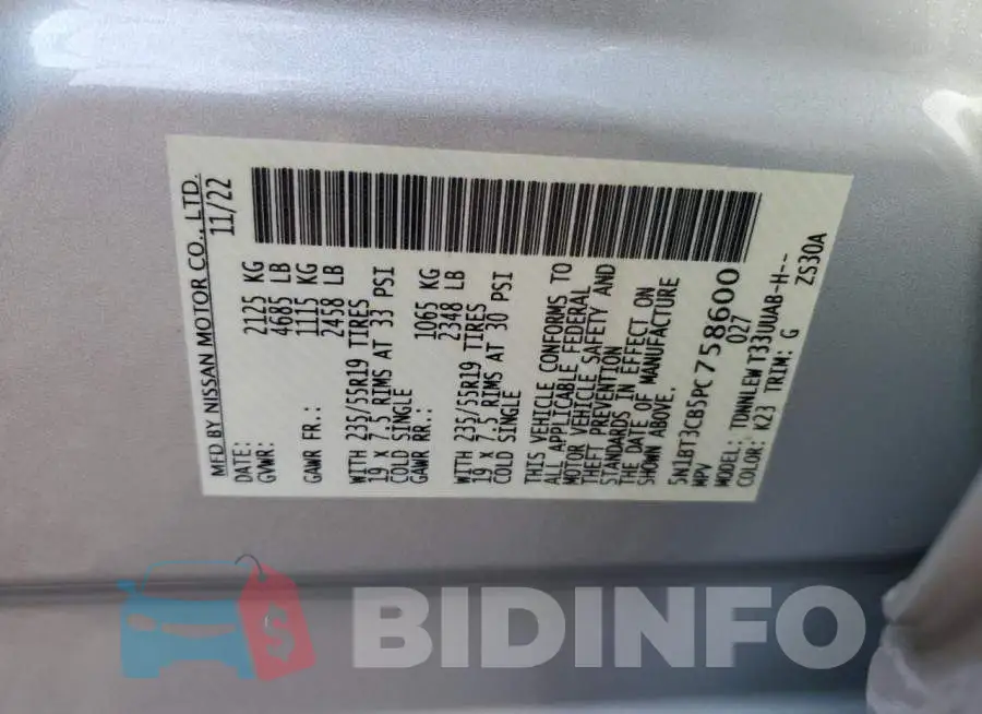 5N1BT3CB5PC758600 Photo# 13