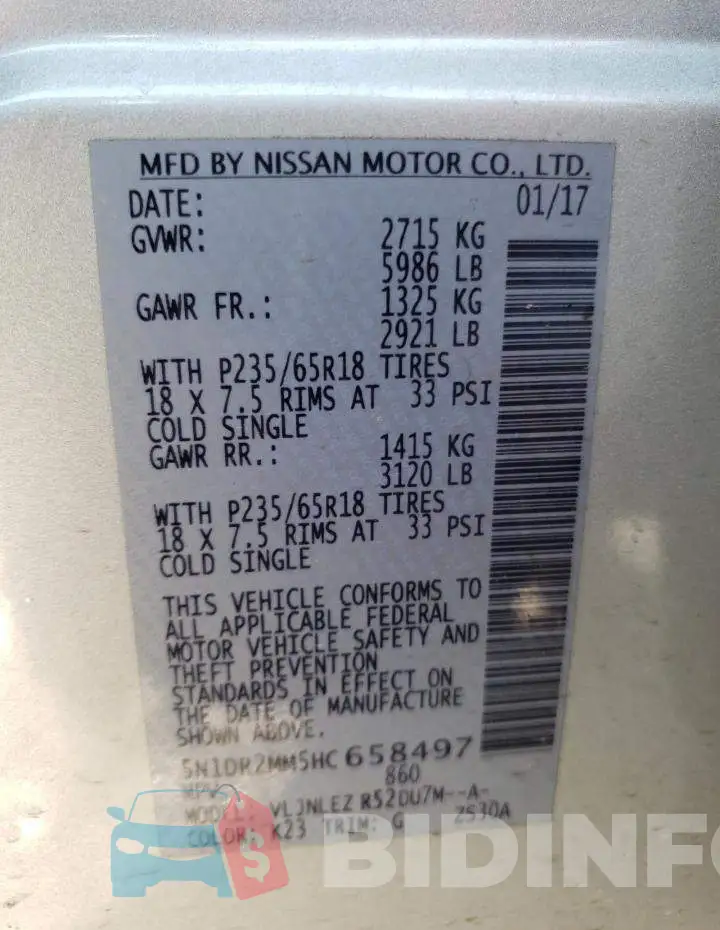 5N1DR2MM5HC658497 Photo# 14