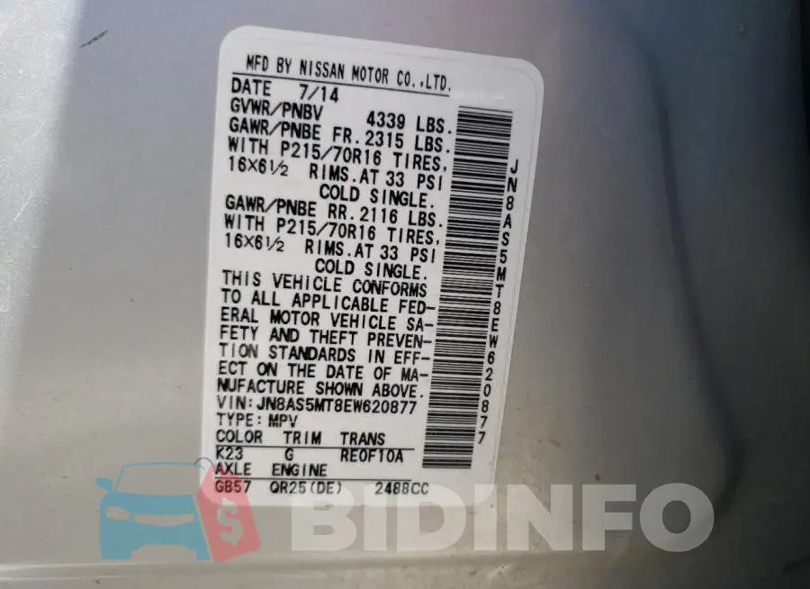 JN8AS5MT8EW620877 Photo# 13