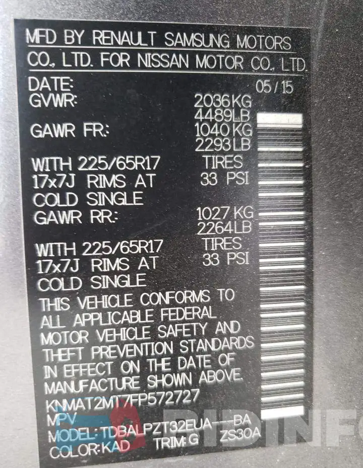 KNMAT2MT7FP572727 Photo# 14