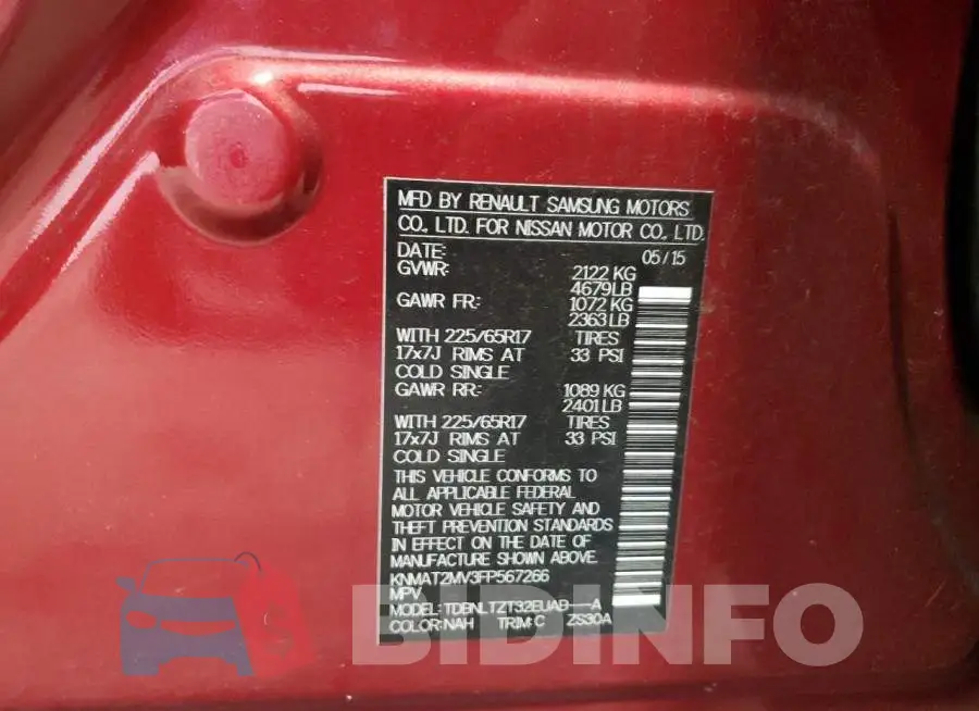 KNMAT2MV3FP567266 Photo# 13