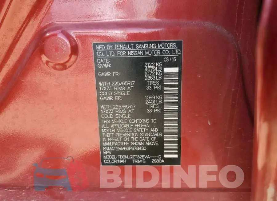 KNMAT2MV6GP678430 Photo# 12