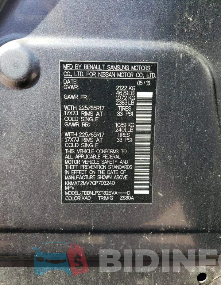 KNMAT2MV7GP703240 Photo# 14