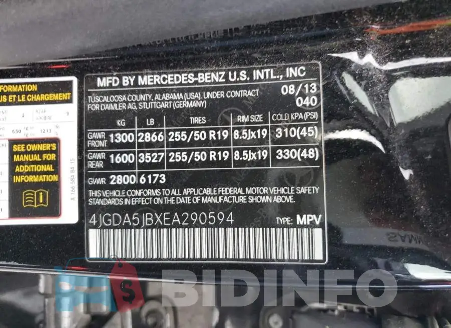 4JGDA5JBXEA290594 Photo# 13