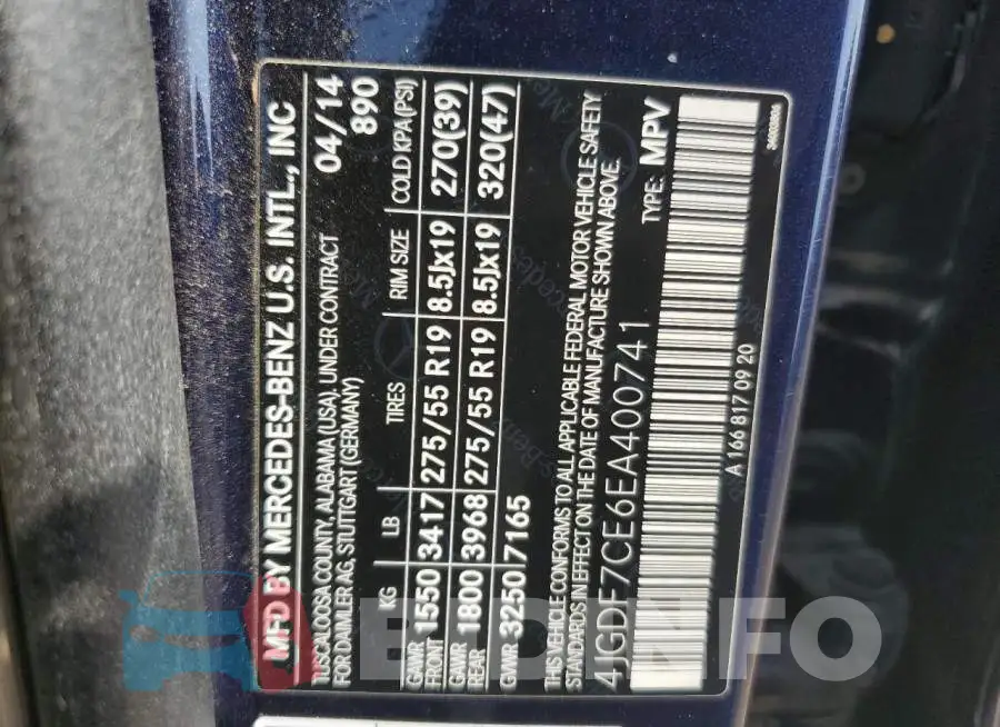 4JGDF7CE6EA400741 Photo# 13
