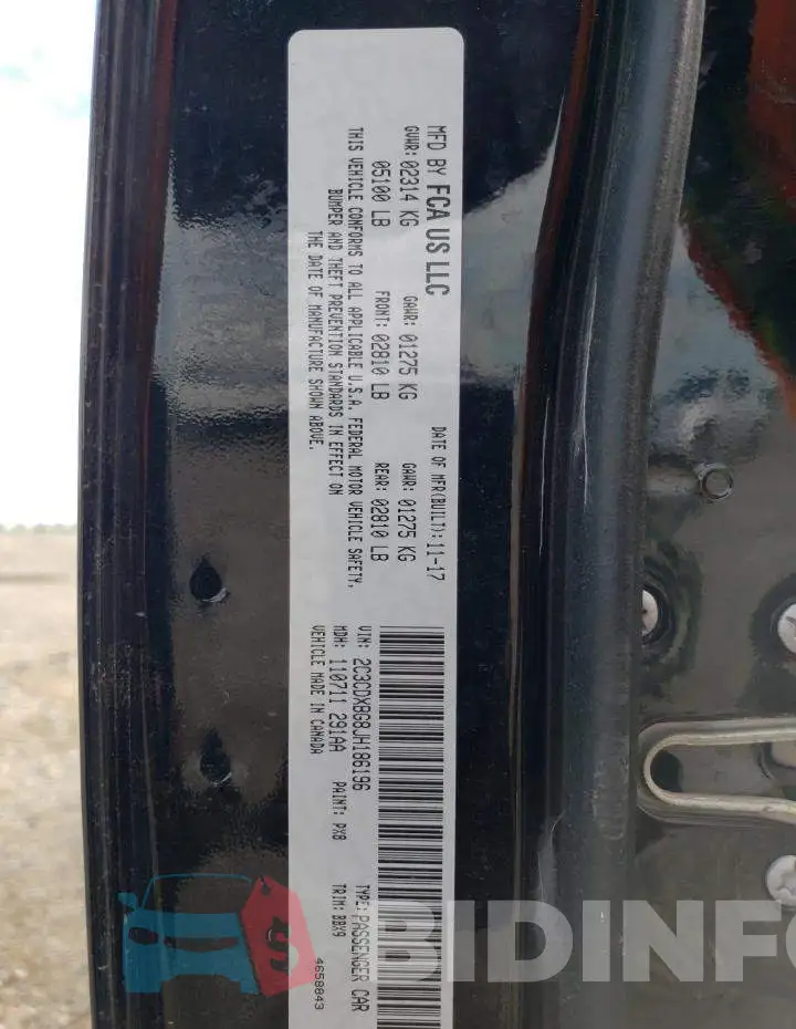 2C3CDXBG8JH186196 Photo# 12