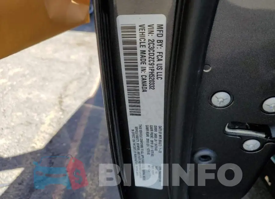 2C3CDZC91PH520332 Photo# 13