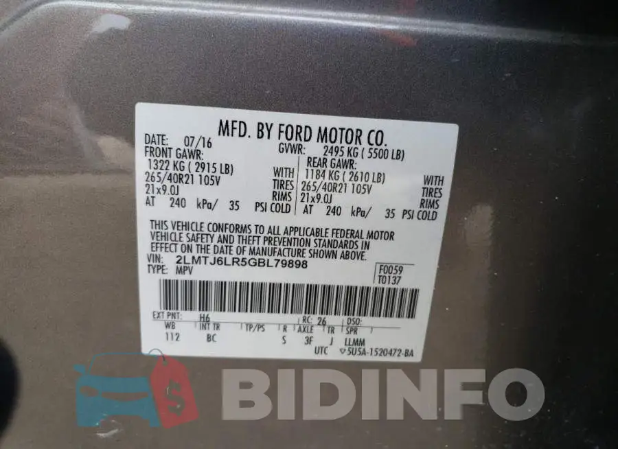 2LMTJ6LR5GBL79898 Photo# 14