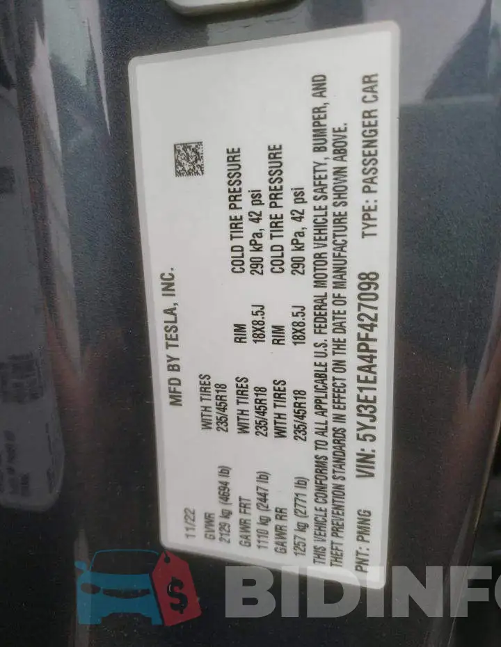 5YJ3E1EA4PF427098 Photo# 12