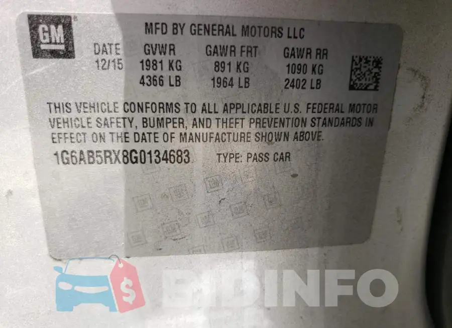 1G6AB5RX8G0134683 Photo# 12